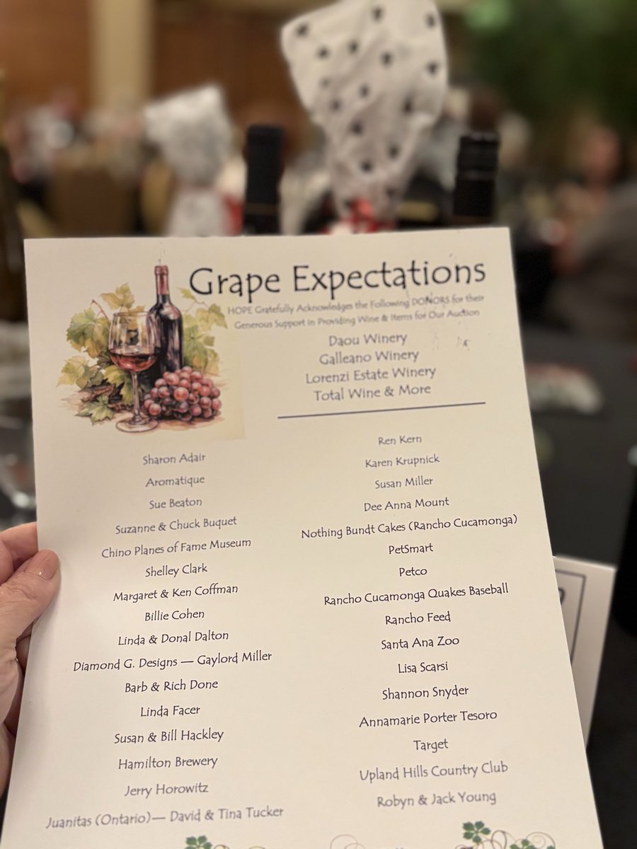 HelpingOutPetsE's tweet photo. 🍇 We HOPE you enjoyed Grape Expectations 🍷 FUNdraiser as much as we did! Grateful for our many generous sponsors, donors, volunteers, DoubleTree Claremont staff &amp; students who helped create such a delicious event! 🐾❤️ #grapeexpectations #hope 

https://t.co/ynK2AJTMPp https://t.co/cBGgqIm4BL