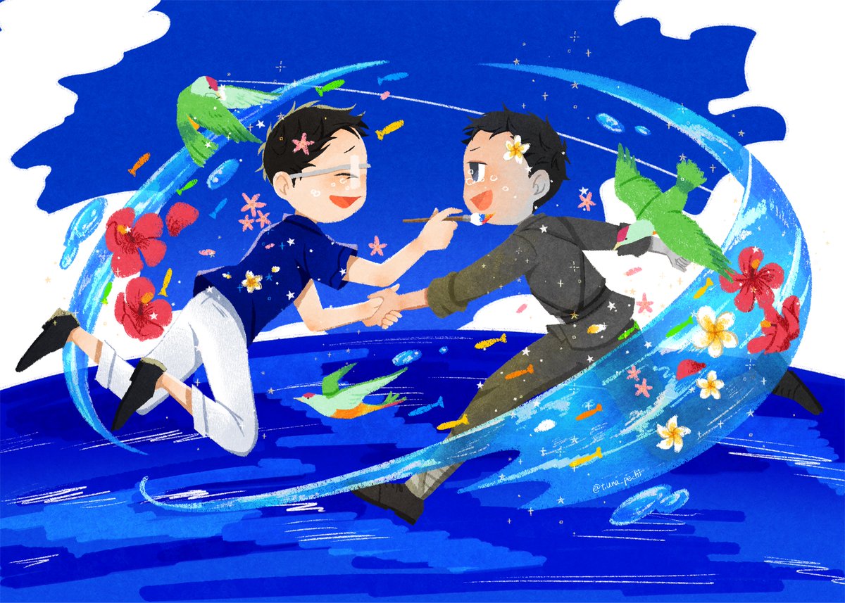 tuna_pechi's tweet photo. そろそろ夏なので、お気に入りの青い絵を集めてみました。
サムネに配慮はないし、別ジャンルも混ざっています。また青い絵描きたいな https://t.co/NEyh4xQ79a