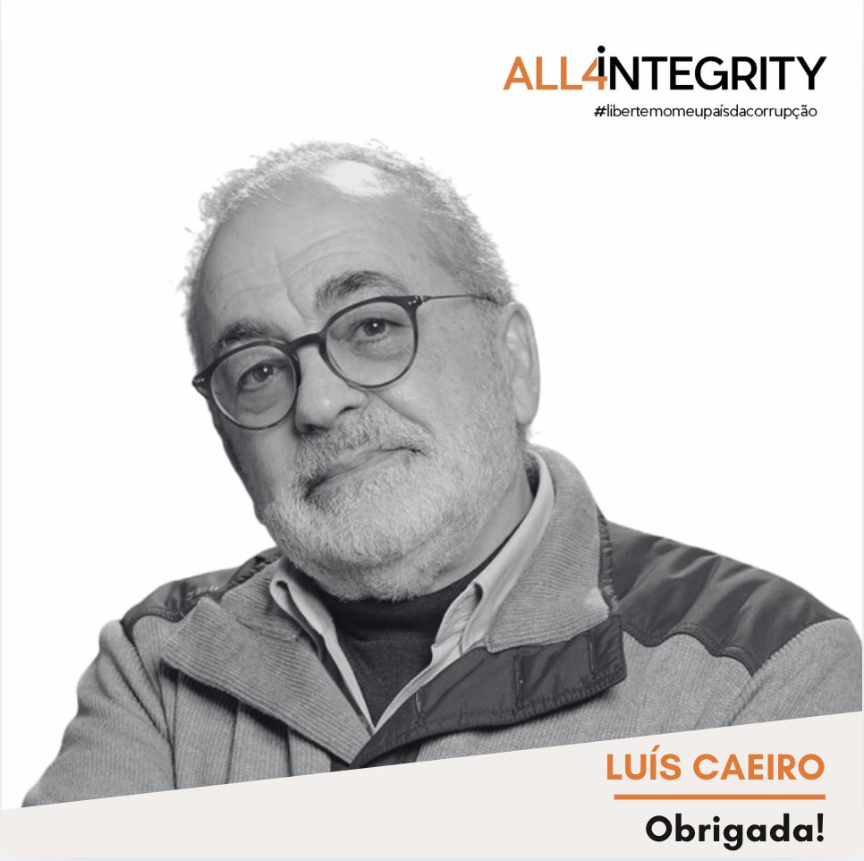 All4Integrity's tweet photo. É com profundo pesar que lamentamos o desaparecimento do Professor 𝗟𝗨𝗜́𝗦 𝗖𝗔𝗘𝗜𝗥𝗢.
Fez parte da equipa que criou a iniciativa Academia @All4Integrity  sendo um dos membros do seu Conselho Executivo.
MUITO OBRIGADA, Luís!
#all4integrity
#libertemomeupaísdacorrupção https://t.co/2W1furpE9t