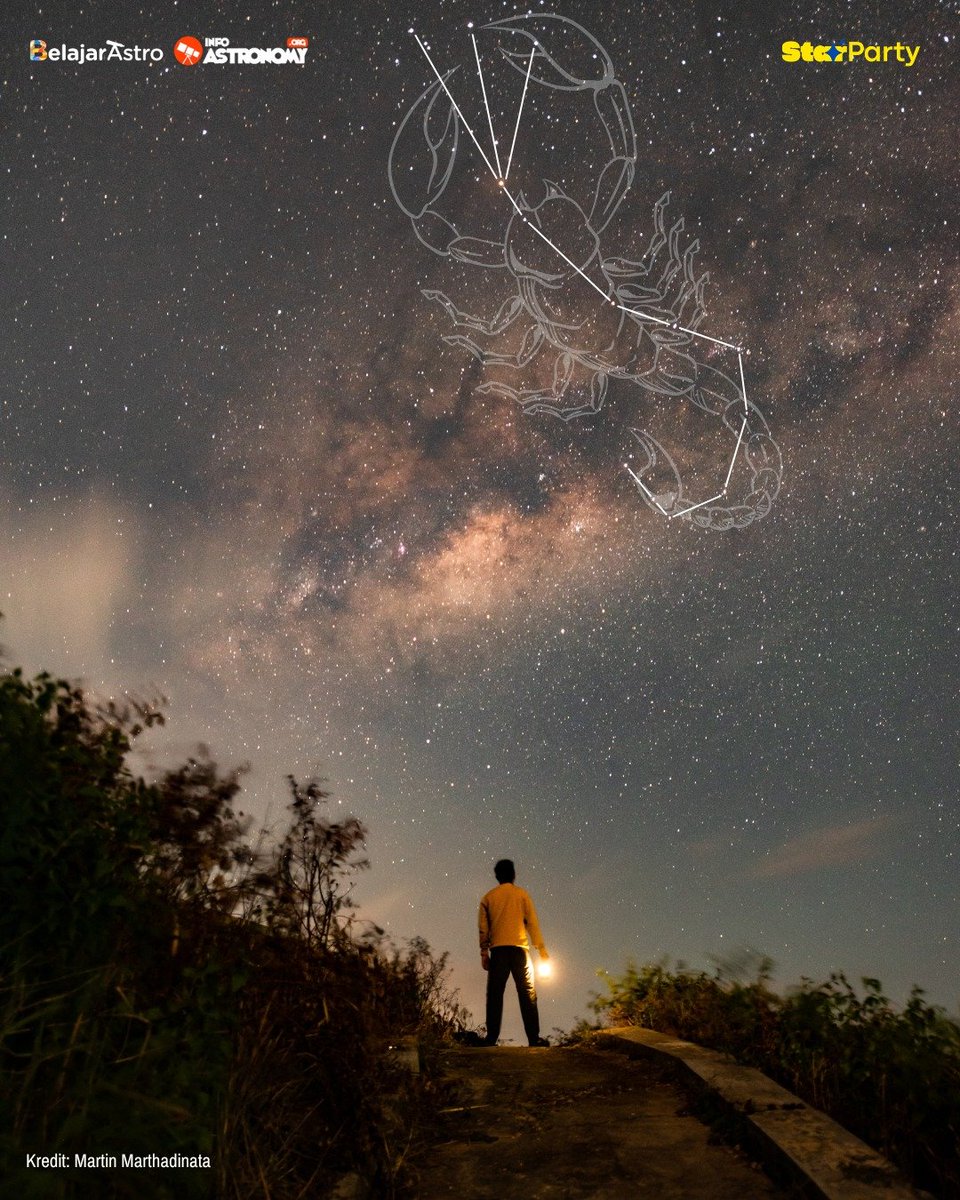 infoAstronomy's tweet photo. Tahukah kamu posisi rasi bintang Scorpius itu terletak berlawanan dengan rasi bintang Orion? Posisi ini punya cerita tersendiri, lho~

Jadi gini... https://t.co/1WwSQMJFJi