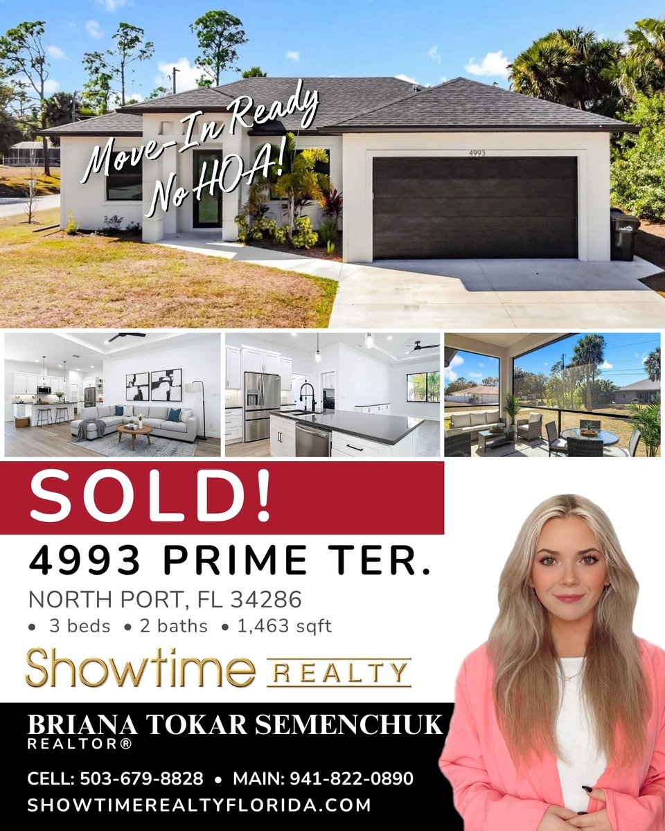 ShowtimeRealEst's tweet photo. 🏡✨ 𝗦𝗢𝗟𝗗 | 𝗔𝗻𝗼𝘁𝗵𝗲𝗿 𝗦𝘂𝗰𝗰𝗲𝘀𝘀 𝘁𝗼 𝗖𝗲𝗹𝗲𝗯𝗿𝗮𝘁𝗲! 🎉
📍 𝟰𝟵𝟵𝟯 𝗣𝗿𝗶𝗺𝗲 𝗧𝗲𝗿, 𝗡𝗼𝗿𝘁𝗵 𝗣𝗼𝗿𝘁, 𝗙𝗟 𝟯𝟰𝟮𝟴𝟲
#JustSold #NorthPortHomes #ShowtimeRealty #SoldByShowtime #SellerSuccess #FloridaRealEstate #ModernHome #YouOnlyLiveOnceLetMeShowYouWhere https://t.co/MThghhGKAS