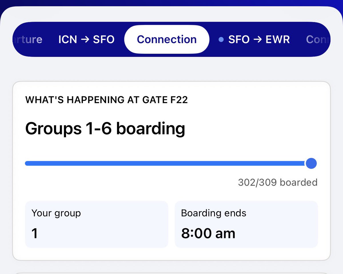 danyay's tweet photo. United even tells you how many people have boarded so far? Truly the GOAT of airline apps https://t.co/GoiGc9kSpj
