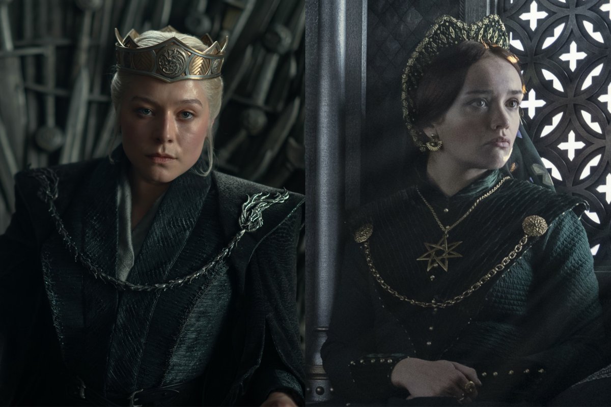 rhaenicentfiles's tweet photo. the chain across the chest symbolizing the burden of duty, faith and the crown tethering Rhaenyra and Alicent together YES THIS IS PERFECT!! https://t.co/h9ShEuKw27