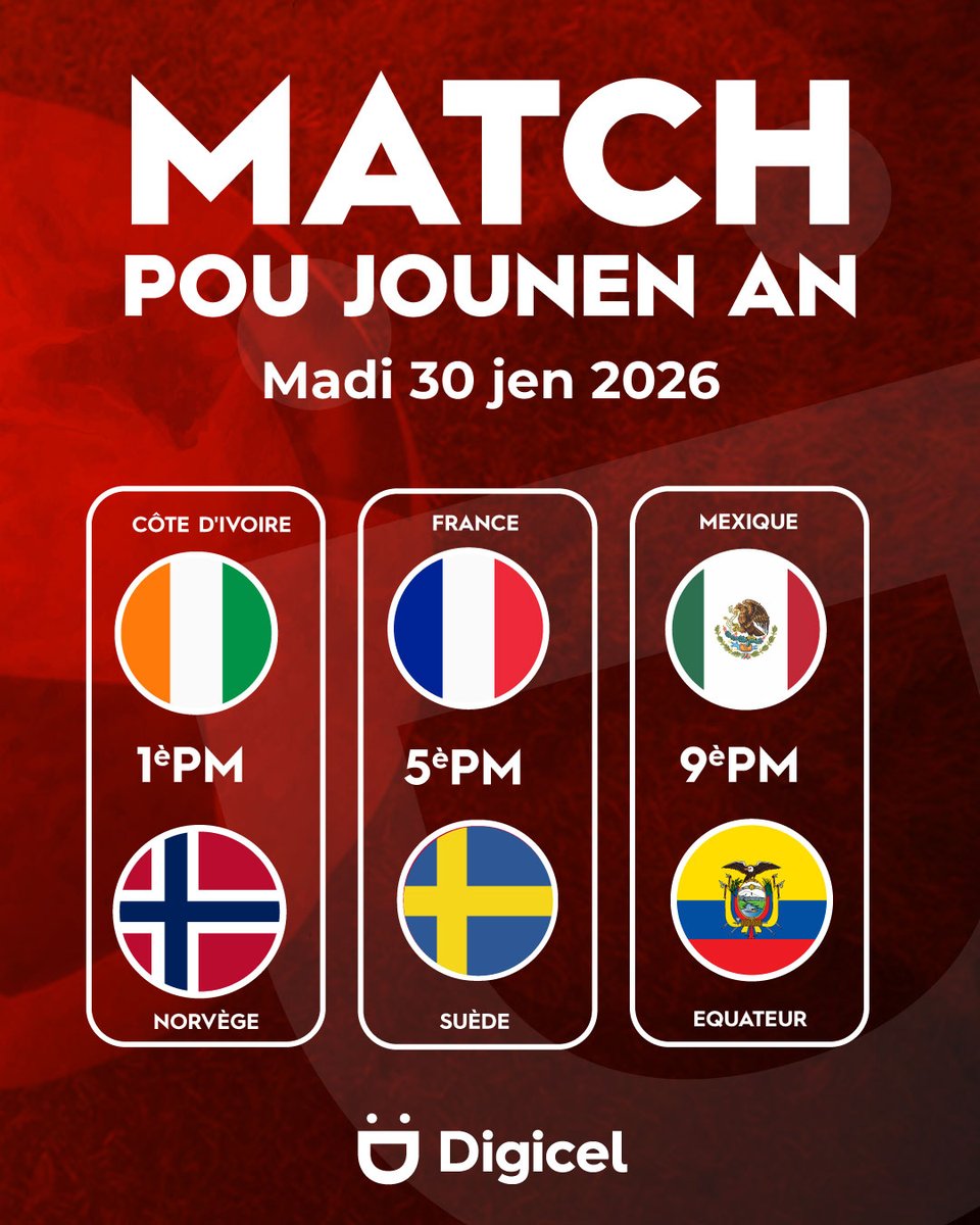 DigicelHT's tweet photo. ⚽️ MATCH POU JOUNEN AN ⚽️

Sonje swiv nou tout kote pou w rete konekte pandan Mondyal la !

#AyitiNanMondyal https://t.co/P4S9nWHnc5