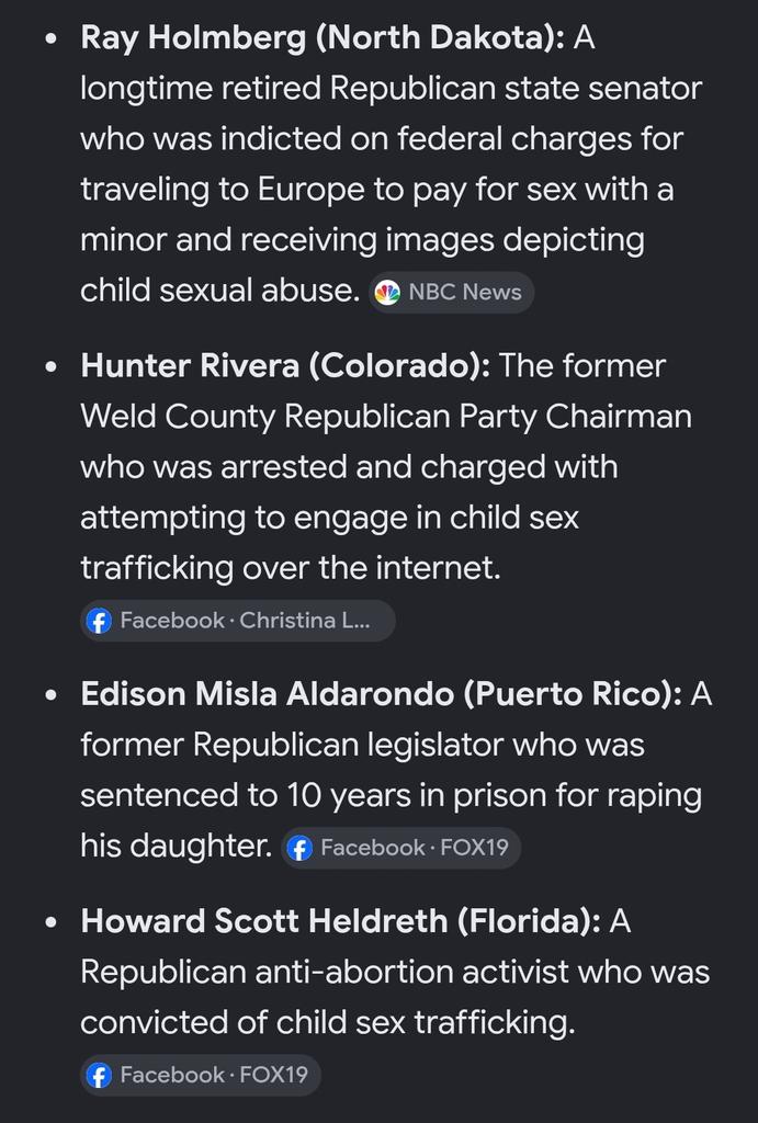 DruFaie's tweet photo. @StewartD55415 @krassenstein @TheDemocrats because no republicunts have ever been outed for raping and touching children, or sex trafficking them. The lies republicunts tell are astounding. The difference between you and I, is I want all of these beings given the wood chipper treatment. You only care about democrats.. https://t.co/SpAKoKJ2qG