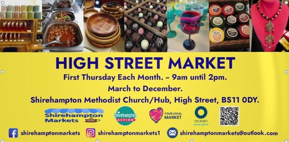 ShireMarkets's tweet photo. It's the High Street Market this Thursday 2nd July from 9am until 2pm at Shirehampton Methodist Church/Hub, BS11 0DY. Spread the word &amp; share. Great food selections, fantastic arts crafts stalls, plants &amp; flower stall, local honey &amp; more.
#markets #shirehamptonmarkets #highstreet https://t.co/7M3lCFNQWn