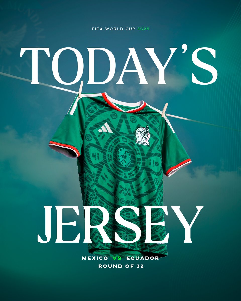 miseleccionmxEN's tweet photo. #TodaysJersey is set. 🇲🇽

Bright and always shining. ✨
Today, we wear it with pride everywhere we go. 💚

#SomosMéxico https://t.co/cObeQQjSON