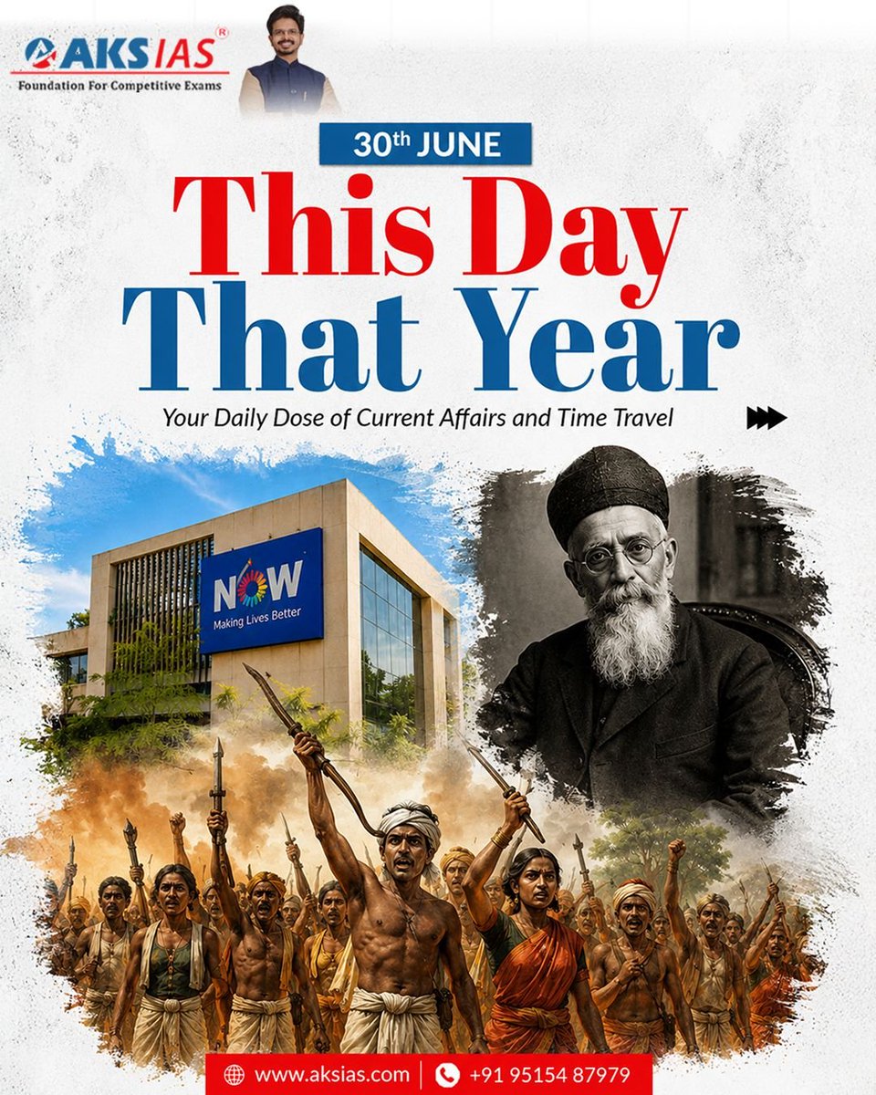 aks_ias's tweet photo. June 30 

The National Organization for Women (NOW) was founded, advancing the fight for gender equality.
Dadabhai Naoroji's legacy lives on.
Hul Diwas marks the Santhal Revolt against colonial oppression.

History shapes the present.

#OnThisDay #UPSC #CurrentAffairs #AKSIAS https://t.co/2kuNRVMnmH