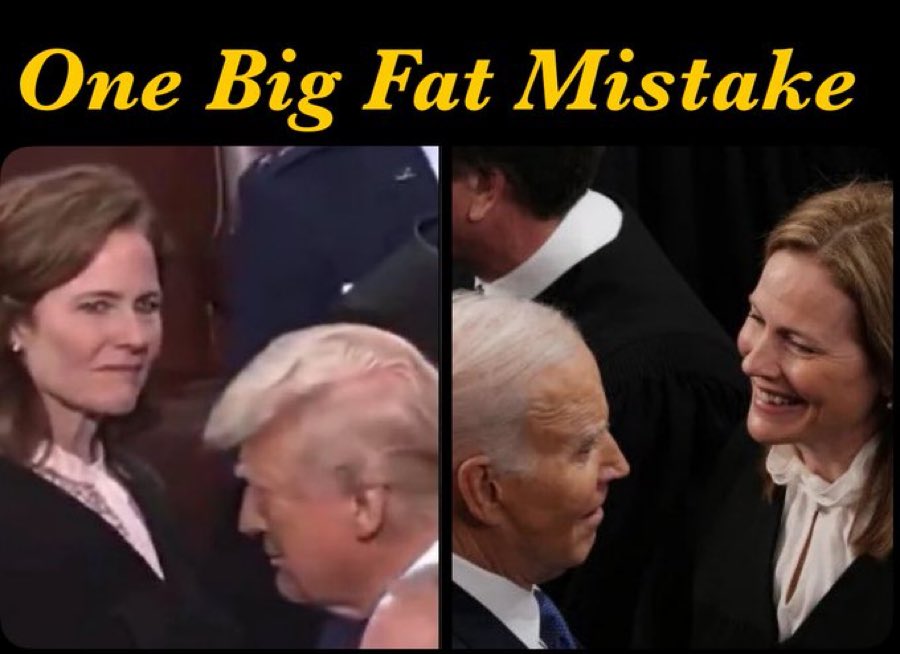 45LVNancy's tweet photo. Who else thinks Justice Barrett is one big fat mistake https://t.co/p62udC8BUx