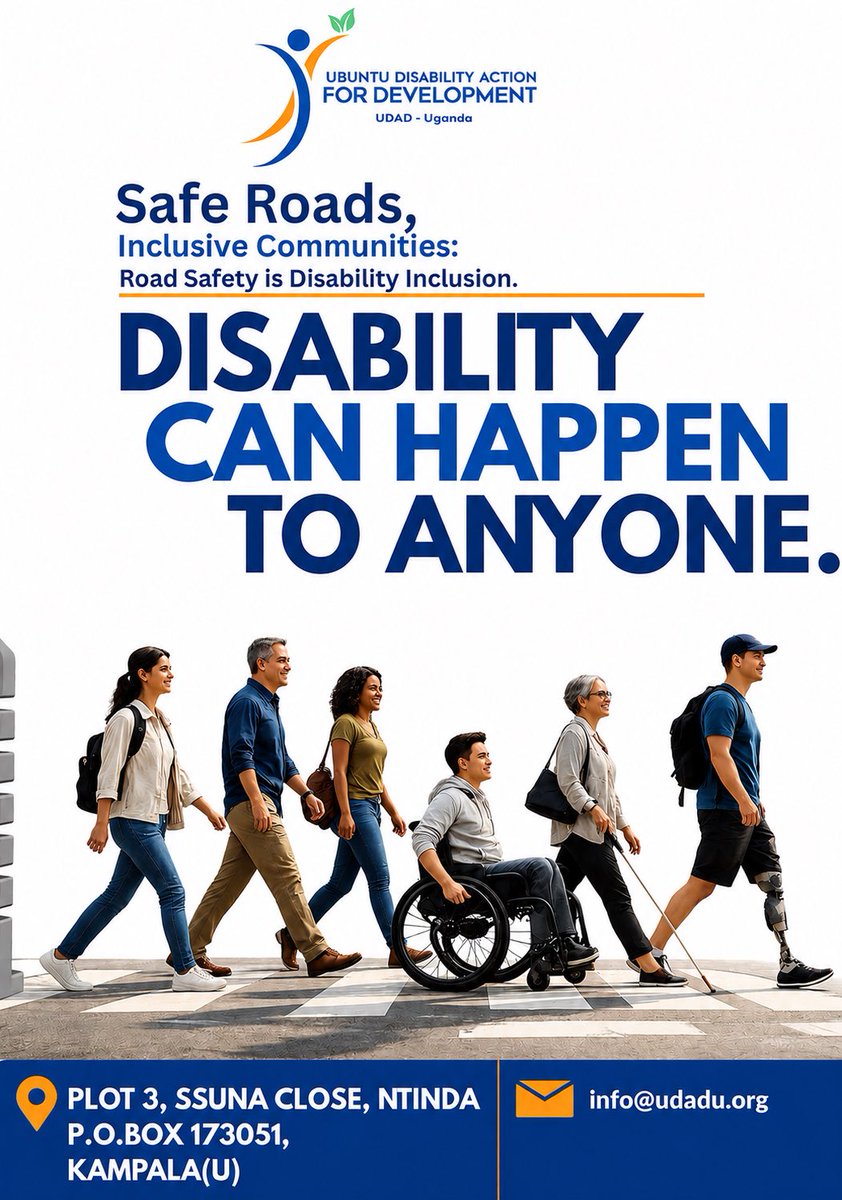 UDADUganda's tweet photo. Most disabilities are not present at birth, many occur later in life through road crashes and workplace accidents
Today’s safe decision may prevent tomorrow’s disability
#RoadSafetyUg #DisabilityInclusion #UDADU #ROSACU https://t.co/E0ia1o0dfJ