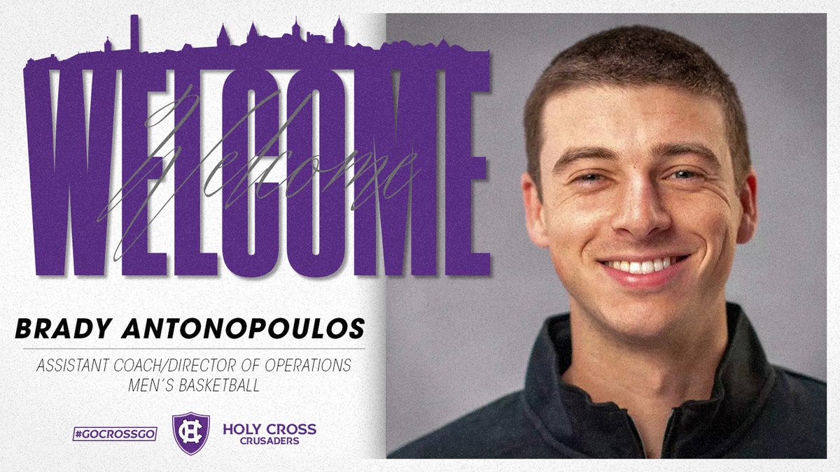 HCrossMBB's tweet photo. Welcome to Mount St. James, Brady ✝️

Join us in welcoming Brady Antonopoulos to the program as our new Assistant Coach/Director of Basketball Operations!

📰 https://t.co/HHjJO94bKb

#GoCrossGo https://t.co/ni7xvy4qzc