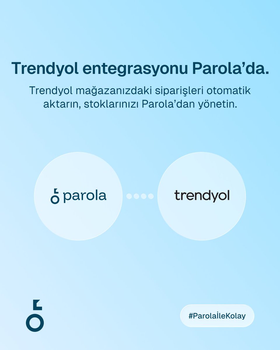 parolacom's tweet photo. Trendyol mağazanız artık Parola ile entegre çalışıyor.

Siparişlerinizi otomatik aktarın, stoklarınızı tek ekrandan yönetin.
E-ticaret operasyonlarınızı daha düzenli, hızlı ve kontrollü hale getirin.

Parola ile satış kanallarınızı kolayca yönetin.

#ParolaİleKolay https://t.co/BYO0bwhdF7
