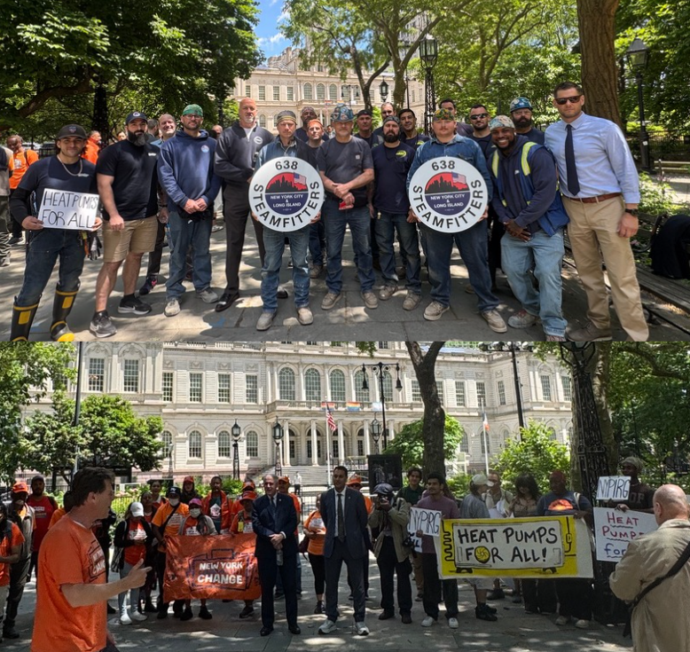 CentralLaborNYC's tweet photo. Thank you @NYCCouncil @SpeakerMenin @JimGennaro @CMLindaLee @CMAlexaAviles @ChrisMarteNYC for your tireless advocacy on the Heat Pumps for All campaign! The $2M is an important 1st step in helping single &amp; double family homeowners tackle living costs &amp; address carbon reductions. https://t.co/B2GTw5jRnR