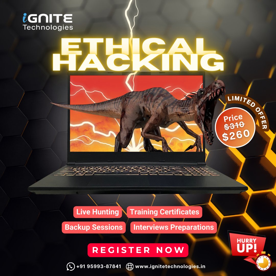 hackinarticles's tweet photo. 🔥 Ethical Hacking Proactive Training – Live & Practical 🔥

Ready to build real-world cybersecurity skills with hands-on experience?

🚀 Ignite Technologies brings you a comprehensive Ethical Hacking Proactive Training Program designed with live sessions and core practical exposure — at an affordable price.

🔗 Register Now:
https://t.co/M0O5kD9QDl

💬 WhatsApp:
https://t.co/voKiTY3DWO

📧 Email:
info@ignitetechnologies.in

🎯 Book Your Demo Session Today!

📘 What You’ll Learn:

✅ Introduction to Ethical Hacking
✅ Old School Learning Methodology
✅ Networking Fundamentals
✅ Reconnaissance (Footprinting, Scanning & Enumeration)
✅ System Hacking
✅ Post Exploitation & Persistence
✅ Web Server Penetration Testing
✅ Website Hacking Techniques
✅ Malware Threats & Analysis
✅ Wireless Network Security
✅ Cryptography & Steganography
✅ Sniffing Attacks
✅ Denial of Service (DoS)
✅ Evading IDS, Firewalls & Honeypots
✅ Social Engineering Techniques
✅ Mobile Platform Security

💡 Whether you're a beginner or looking to strengthen your penetration testing skills, this training is structured to provide practical knowledge aligned with real-world attack scenarios.

Limited seats available. Secure yours now.

#CyberSecurity #EthicalHacking #Infosec #PenetrationTesting #RedTeam #NetworkSecurity #BugBounty #CyberSecurityTraining #InformationSecurity #TechCareers