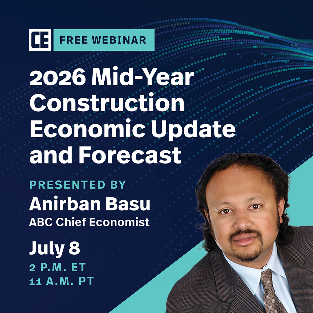 ConstructionMag's tweet photo. 📅 Don't miss CE's 2026 Mid-Year Construction Economic Update and Forecast webinar, hosted by @ABCNational chief economist Anirban Basu—featuring key metrics, perspectives and insights into the disruptive factors impacting the economy.

Get registered for next week's free webinar here: https://t.co/l7FQQXjCXz

Sponsored by GCPAY and @QuickBooks.

#ConstructionEconomy #ConstructionIndustry #Webinar