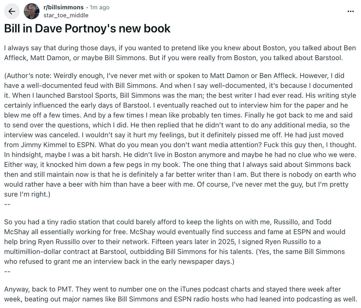 rBillSimmonsPod's tweet photo. Origins of the Bill Simmons-Dave Portnoy longstanding feud revealed https://t.co/p5PG7Detms
