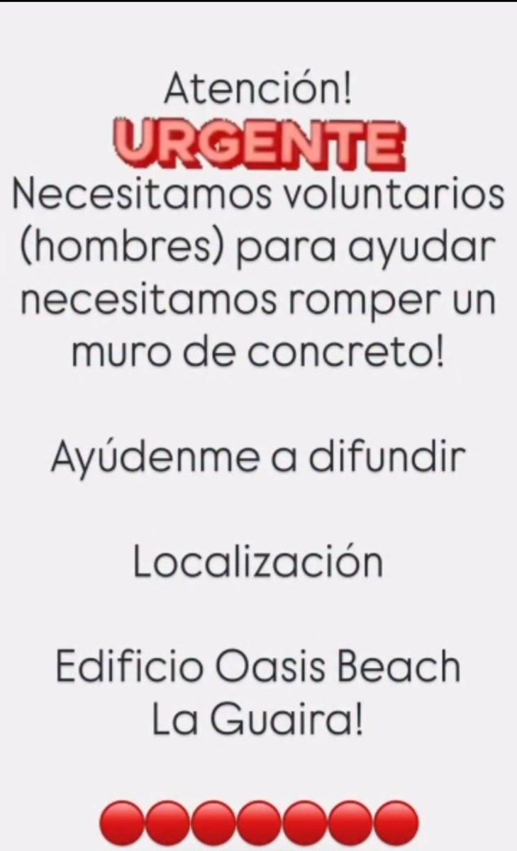 XaleXrt's tweet photo. Se necesita ayuda en Oasis Beach. Todo lo que se ha estado haciendo es gracias a familiares y voluntarios y grupos de rescate que se contactaron no se ha recibido ayuda del gobierno. Por favor ayuden a difundir esta necesidad y oren por favor oren #laguaira #VenezuelaNoEstáSola https://t.co/6S8qKiMoAT