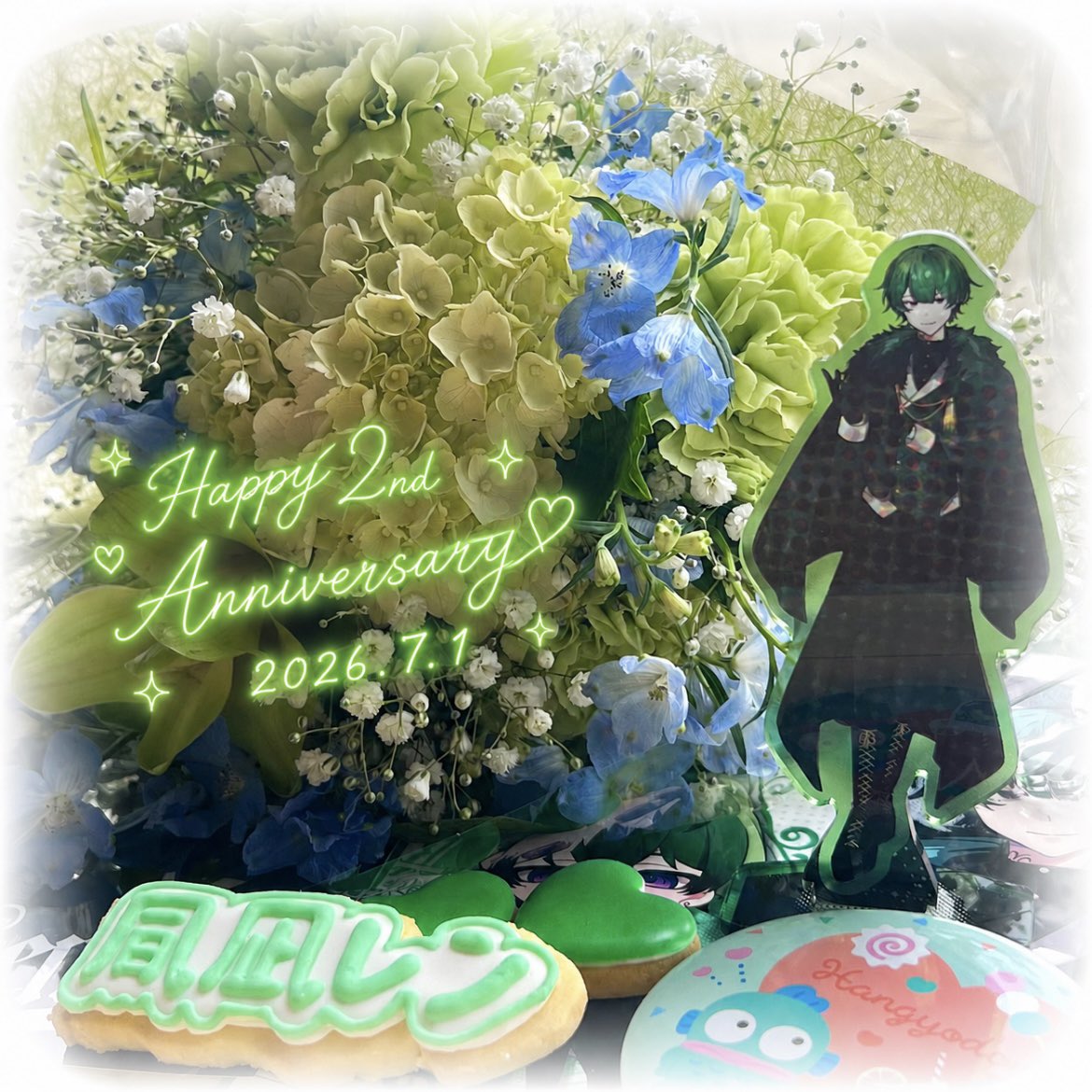 kp_snm05's tweet photo. 2周年おめでとうございます🥂
2年間たくさんのしあわせをありがとう💚

レンくんが届けてくれた言葉や時間に何度も救われてきました
本当にありがとうしかないですᐢ ̥_  ̫ _ ̥ᐢ♡

ずっとずっとだいすきです
これからもそばで応援させてくださいっ ̫ -⸝⸝˘♡

#凬凪レン2ndANV 
#凬凪レン #待宵 https://t.co/KDt0E6ebQi