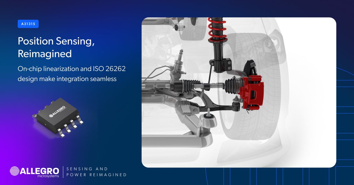 allegromicro's tweet photo. Position sensing in 3D. Allegro's A31315 sensor enhances brake booster performance with precise position detection for safer, more reliable braking systems. 

Learn more:https://t.co/1XK8ojfGEi https://t.co/VrjudrCOhb