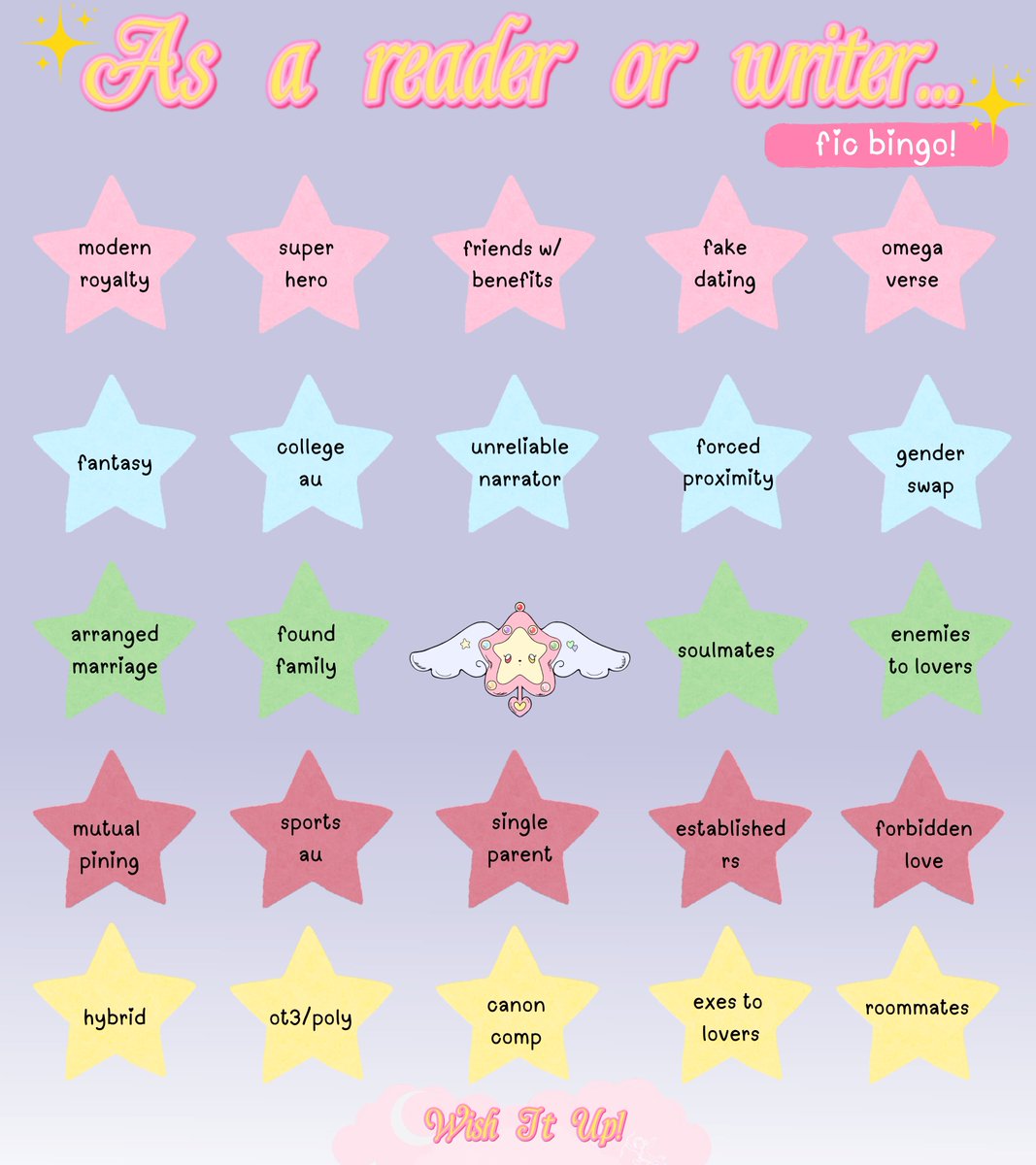 wichufic's tweet photo. ˚₊‧꒰ა signups open in 5 days! ໒꒱ ‧₊˚

feel free to quote this with your completed bingo as a writer/reader! ˚₊‧꒰ა ✦ ໒꒱ ‧₊˚ https://t.co/DthDc8pcMC