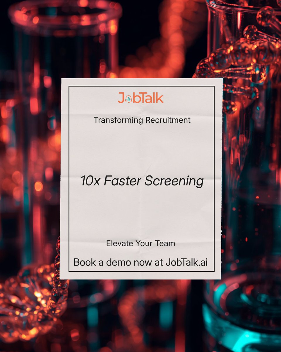 JobTalkAgent's tweet photo. 🔬 Hiring researchers shouldn't move slower than the science.
PhDs, lab techs, research scientists- JobTalk screens them all.
👉 Book a demo at https://t.co/AsaGwCmUIS
#JobTalk #AIRecruiting #ScienceJobs #LabHiring #ResearchCareers #STEMjobs #LifeSciences  #LabTech #HRtech https://t.co/3Su8A2kjYS