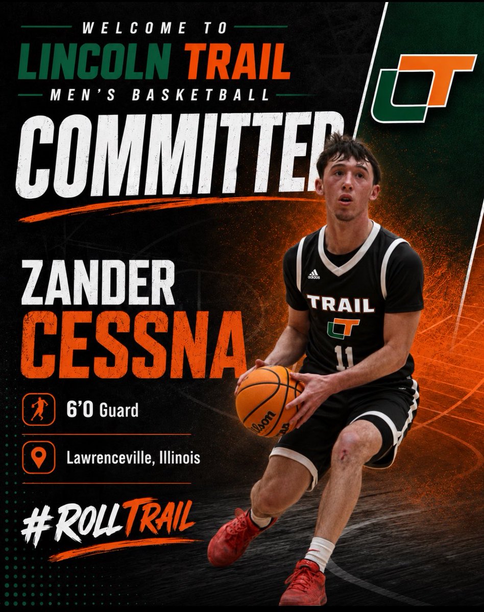 StatesmenMBB's tweet photo. Welcome to the Trail, Zander Cessna 🟢🟠
The 6’0 guard from Lawrenceville, IL joins LT after a great senior season at LHS, averaging 12 PPG, 3 RPG, and 3 APG.
Cessna was named IBCA 2nd Team All-State, earned First Team All-Little Illini Conference honors twice. 

#RollTrail https://t.co/rjzZ3UDhBU