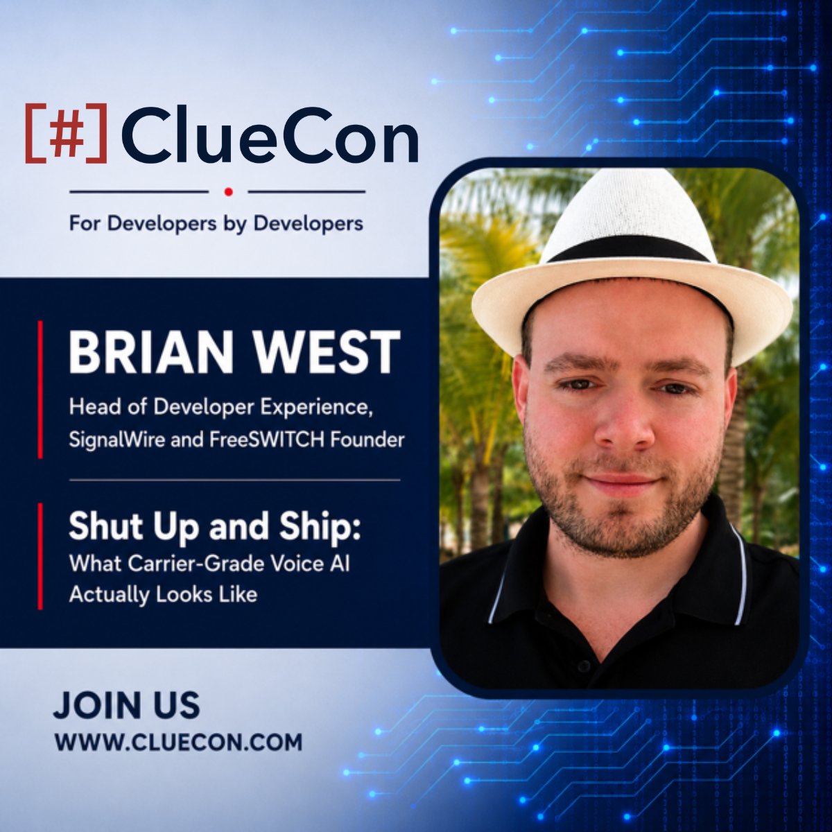 freeswitch's tweet photo. Visit https://t.co/CBJ59TMry9 to stay up to date and register now!
ClueCon is where real-time communications meets production
grade AI. https://t.co/SHwbg0n7Il