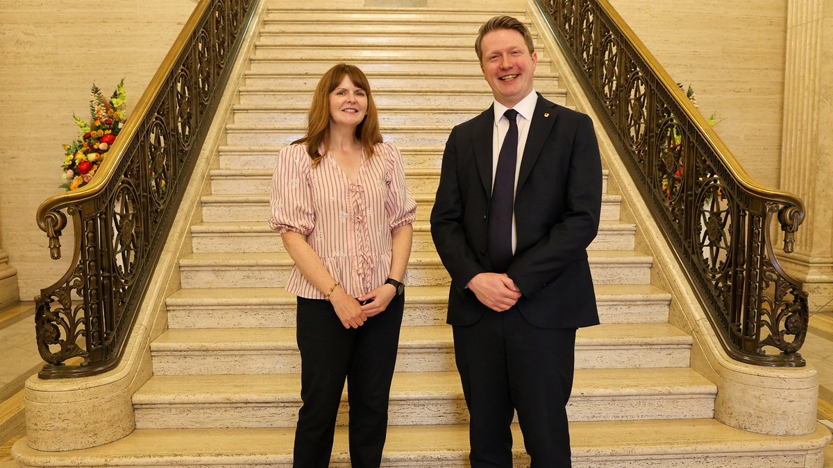 Economy_NI's tweet photo. Economy Minister Dr @CArchibald_SF today met with Michael Bower, recently appointed Director of the Open Univesity in Ireland, to discuss how @OUBelfast  University is supporting the delivery of her Economic Vision.

Following the meeting, Minister Archibald said: “The Open University plays a vital role in higher education by offering accessible, inclusive, and flexible learning pathways for everyone.

"I look forward to working with Michael and Open University in supporting more people gain the skills and qualifications needed to access good jobs that will drive productivity and address regional imbalances across the north.”