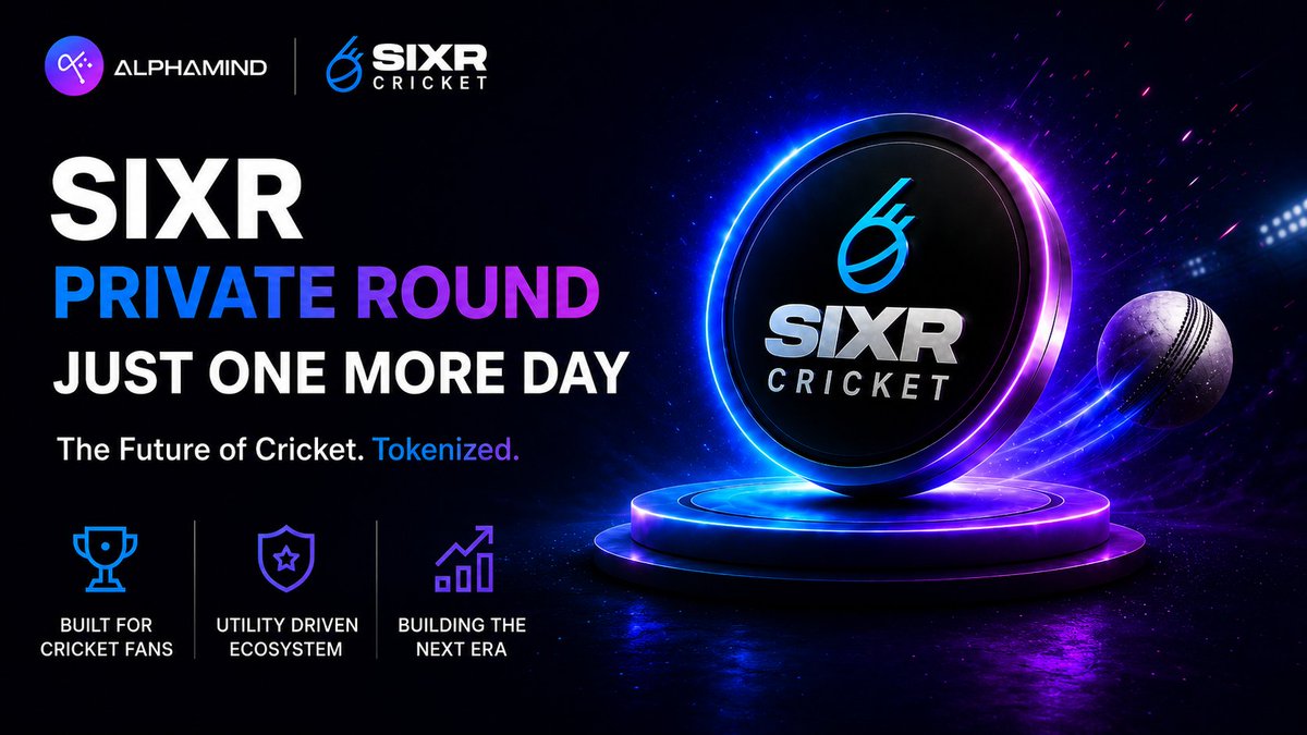 SIXR_cricket's tweet photo. 🏏 $SIXR Private Round goes LIVE on July 1st.  🔥
Don't miss out on this opportunity! 
The digital engagement layer for cricket through gaming, collectibles, rewards and ownership.

https://t.co/nxarYo0yHI  
#Cricket #Web3 #AlphaMind https://t.co/j81z7A3SKz