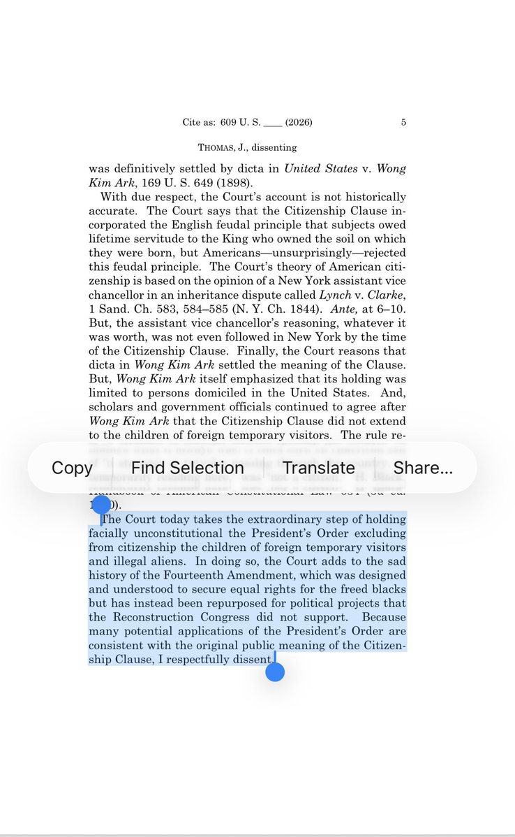 JavonPrice's tweet photo. 🔥 Justice Thomas: “…the Court adds to the sad history of the Fourteenth Amendment, which was designed and understood to secure equal rights for the freed blacks but has instead been repurposed for political projects that the Reconstruction Congress did not support.” https://t.co/CuMr9xQQ3X