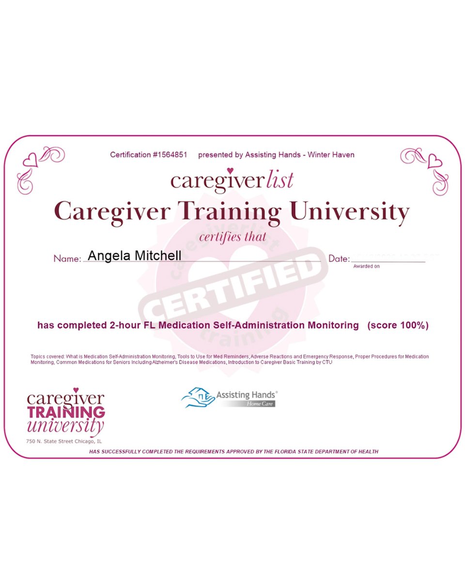 Caregiverlist's tweet photo. Let's give a huge shoutout to Angela Mitchell from @AssistingHands Home Care for officially earning her professional industry credentials! 🌟 Cargiver Training: https://t.co/8WBCYs6Tpt Wall of Fame: https://t.co/zCcUVJrs3g #Caregiverlist #CaringfortheCaregiver #seniorcare https://t.co/DlBWXeIEBC