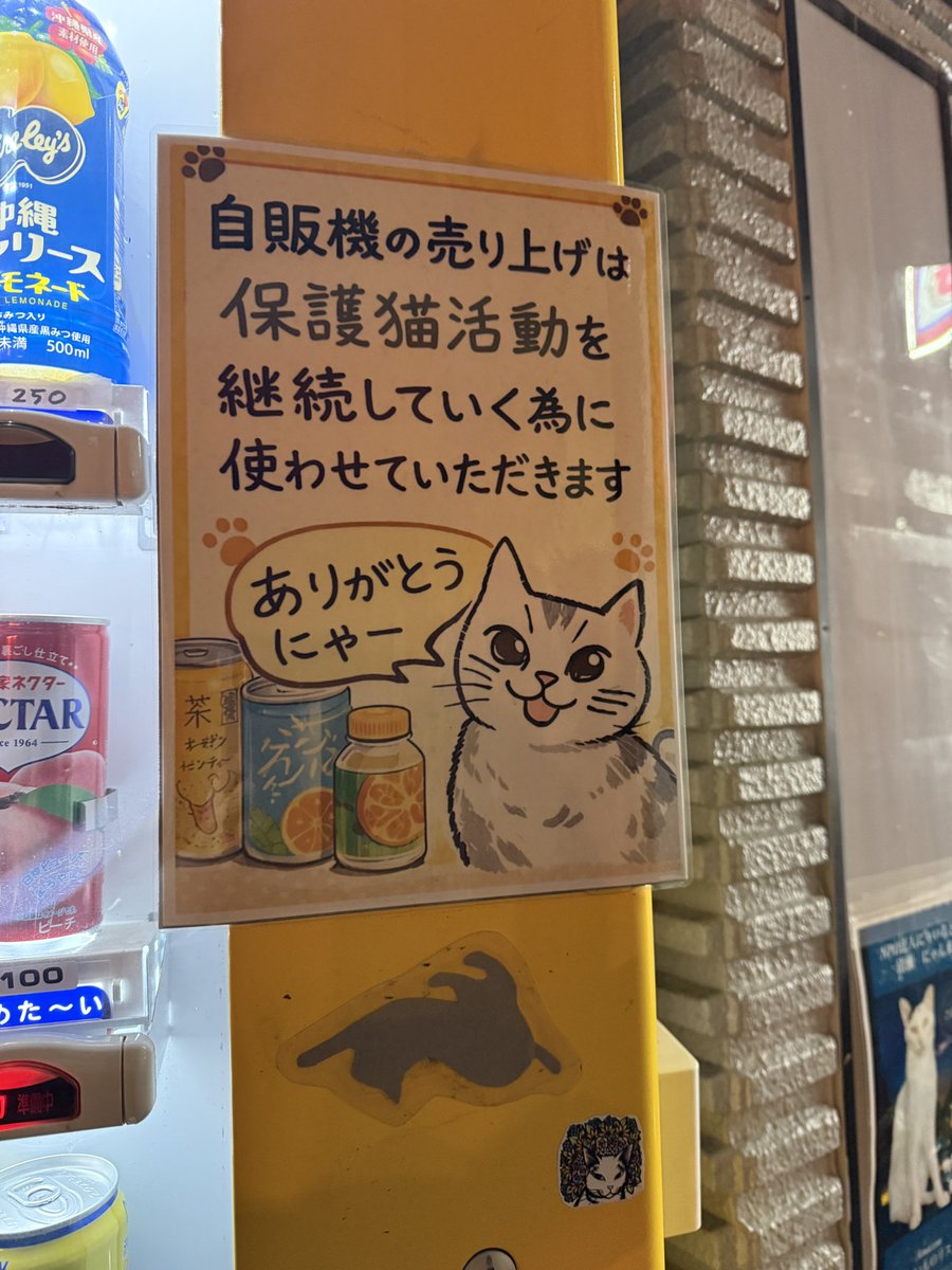 bass_driver_v2's tweet photo. クロスバイクで夜の清瀬駅へ
駅の近くに
「売り上げの一部が保護猫のために使われる沖縄の飲み物が売られている自動販売機」
があって行くたびに何かを買うようにしています https://t.co/mPpsD5cW8z