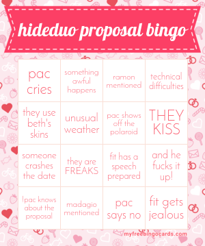 2b2toby's tweet photo. HIDEDUO PROPOSAL BINGO!!! https://t.co/tG9G7HS1az