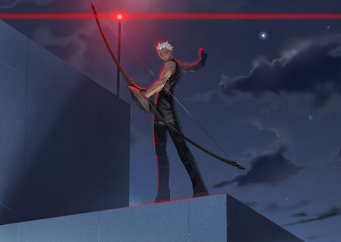 fate_prototypeB's tweet photo. Q：アーチャーが本職（弓兵）に徹したらどうなる？

A：マッハ6を超える永久追尾の宝具が飛んでくる https://t.co/k3WcUeeA7q