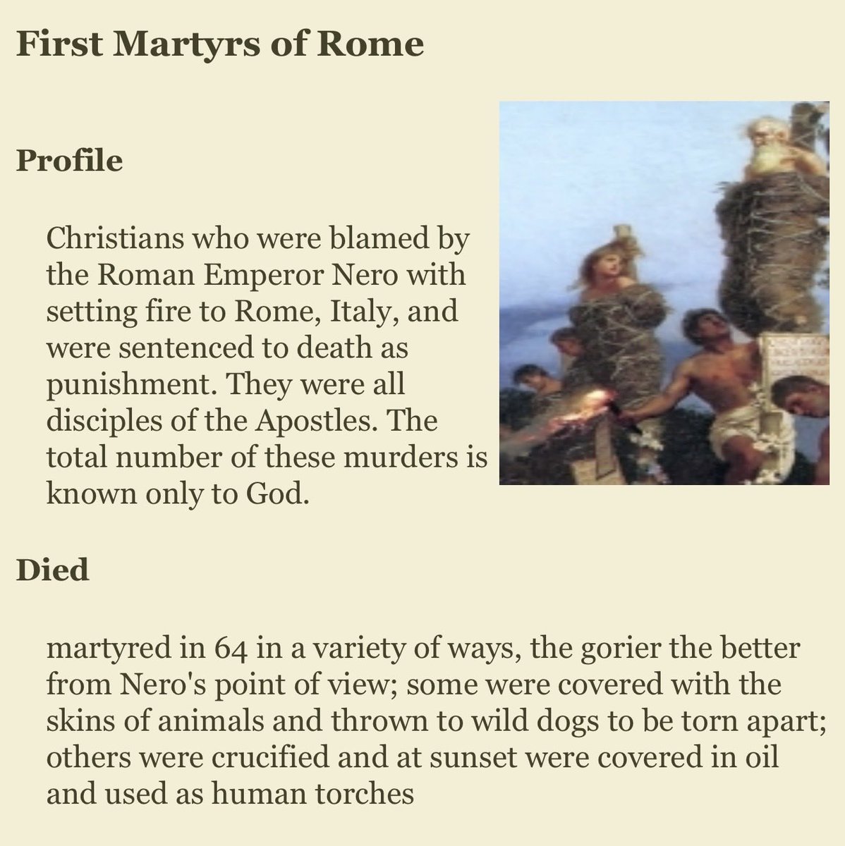 sgr1918's tweet photo. Today is the Memorial of the First Martyrs of the Roman Catholic Church. https://t.co/lQHDTNWEOe
