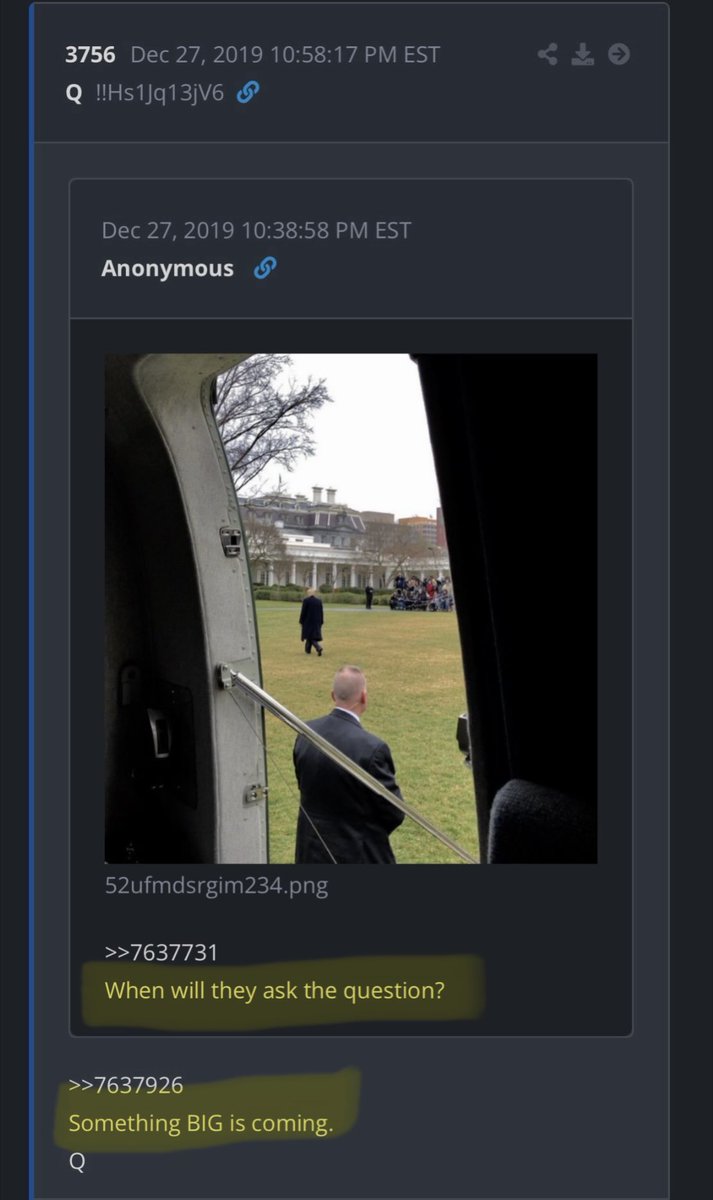 OgAn0n661's tweet photo. Great catch by .@Carol41546337 ! 
And not only is it a clear cut obvious Q nod. It alludes to the Q uestion being asked! 
WE ARE CLOSE FRENS!!! 🐸🇺🇸🐸🇺🇸 https://t.co/5VuIQ77tsv