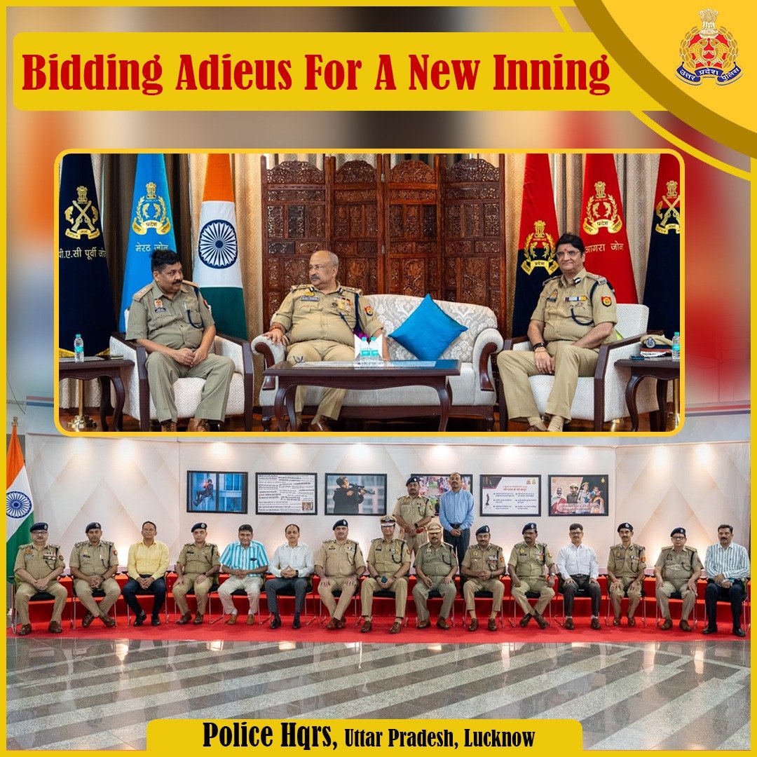 Uppolice's tweet photo. पुलिस मुख्यालय, लखनऊ में आज अधिवर्षता आयु पूर्ण कर सेवानिवृत्त हो रहे श्री राजीव मल्होत्रा, पुलिस महानिरीक्षक/अपर निदेशक, उ0प्र0 स्टेट इंस्टीट्यूट ऑफ फॉरेंसिक साइंस लखनऊ एवं श्री गिरिजेश कुमार, पुलिस अधीक्षक, अपराध अनुसंधान विभाग, उ0प्र0 लखनऊ के सम्मान में विदाई समारोह आयोजित किया गया।

विदाई कार्यक्रम के दौरान श्री बी.के. सिंह, पुलिस महानिदेशक सीआईडी/साइबर क्राइम, श्री जी0के0 गोस्वामी, निदेशक, उ0प्र0 स्टेट इंस्टीट्यूट ऑफ फॉरेंसिक साइंस लखनऊ एवं श्री अखिलेश निगम, पुलिस महानिरीक्षक सीआईडी द्वारा सेवानिवृत्त अधिकारियों के साथ बिताए गए महत्वपूर्ण एवं स्मरणीय क्षणों को साझा किया गया।

पुलिस महानिदेशक उत्तर प्रदेश, श्री राजीव कृष्ण ने सेवानिवृत्त हो रहे अधिकारियों को उनके दीर्घ, समर्पित एवं उत्कृष्ट सेवाकाल के लिए शुभकामनाएँ देते हुए उनके सुखद, स्वस्थ एवं उज्ज्वल भविष्य की कामना की।

#PoliceLegacy
#UPPCares
#UPPolice
