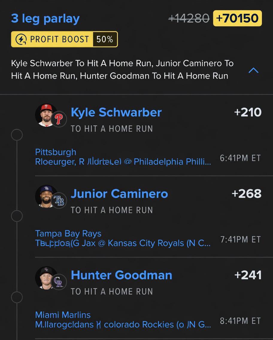 CASHINGGREEN1's tweet photo. @MLBHR @gneiffer07 @Playbook Chasing a MASSIVE +70150 tonight. 😤⚾️

Sometimes you gotta take a swing for life-changing odds. 💰

Follow for daily MLB plays and let’s see if we can cash another one. 🍀🔥
@Playbook   And follow for more daily home run https://t.co/dGZcYiROi8