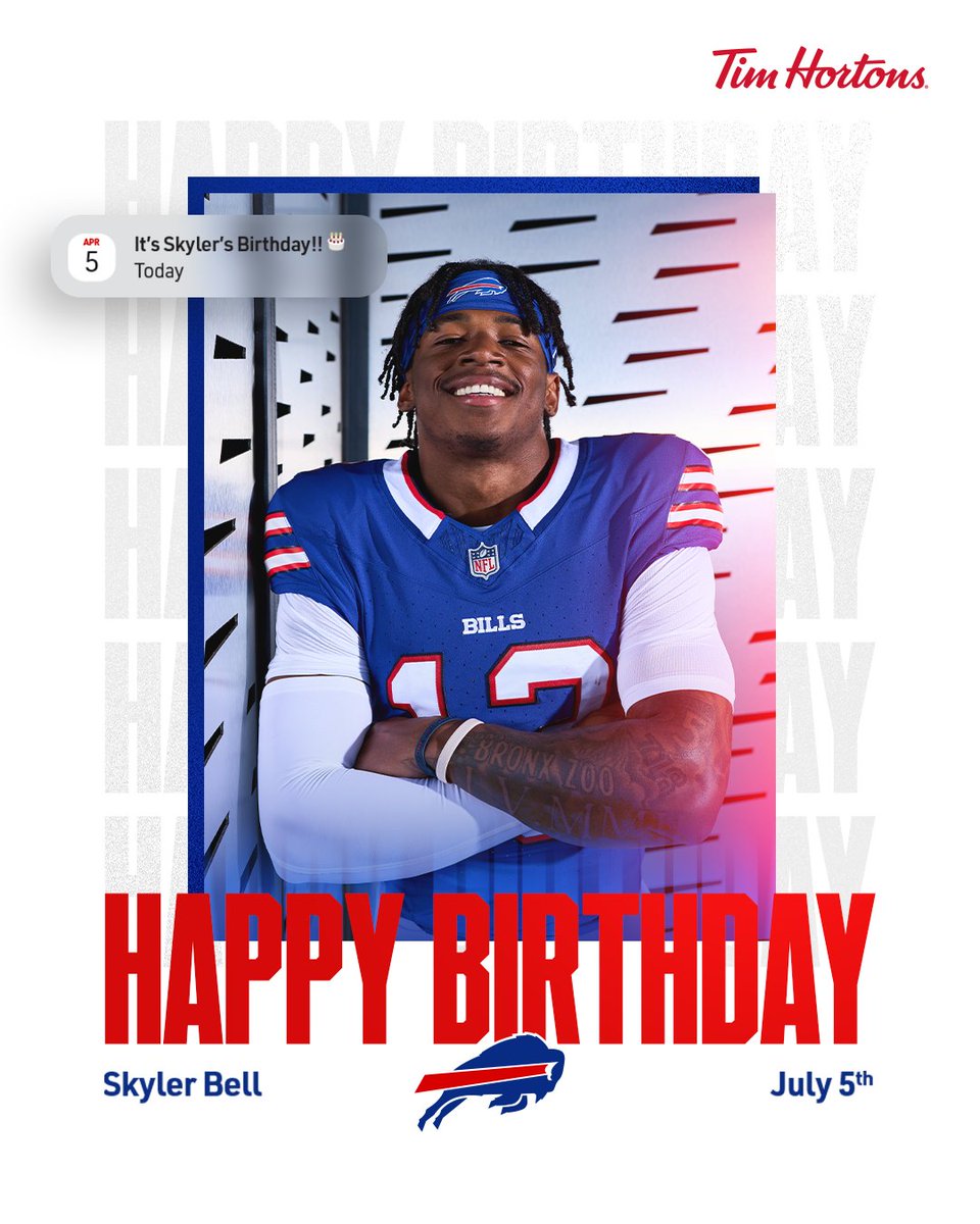 BuffaloBills's tweet photo. Happy birthday @Juicebe11 🎉

@TimHortonsUS | #GoBills https://t.co/xtkPJYjlVs