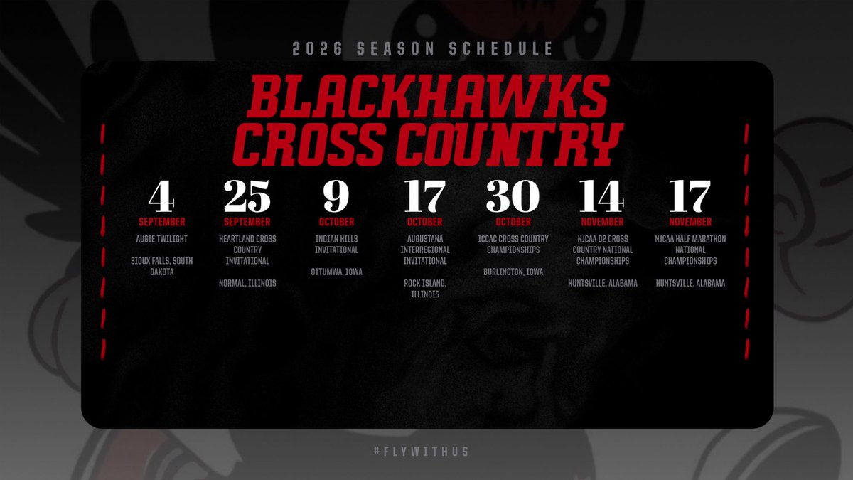 SccXctf's tweet photo. Cross Country season is getting closer and closer!
This is where the Blackhawks will be this Fall‼️
#FlyWithUs #Run4SCC https://t.co/zlsoGVyfkf