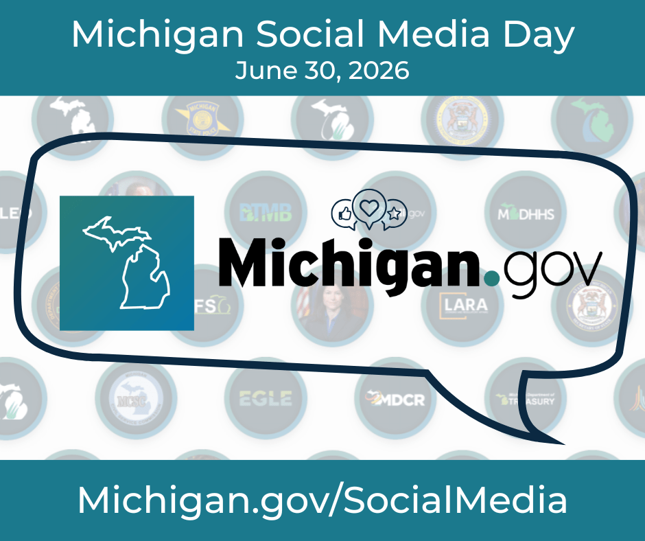migovernment's tweet photo. .@migovernment @GovWhitmer has proclaimed June 30, 2026, Michigan Social Media Day, marking the 17th global & 14th statewide celebration. You can view Gov. Whitmer’s 2026 #SMDayMI proclamation at https://t.co/GJZPfzHm64. Learn more at https://t.co/9cy5NxKctB. #SMDay #SocialGov https://t.co/JbSUGXsTug