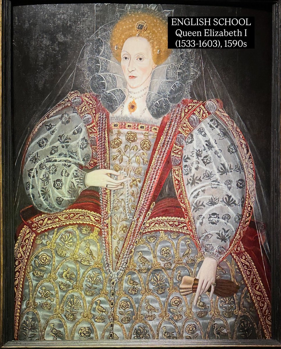 RAGriggsauthor's tweet photo. #textiletuesday 

Stunningly  depicted embroidery on Elizabeth’s sumptuous gown. At the wonderful Elizabeth 1 Queen  and Court exhibition at the Philip Mould Gallery. 

ENGLISH SCHOOL
Queen Elizabeth I (1533-1603), 1590s

#elizabeth1 #embroidery #art https://t.co/sGVQJxCkqu
