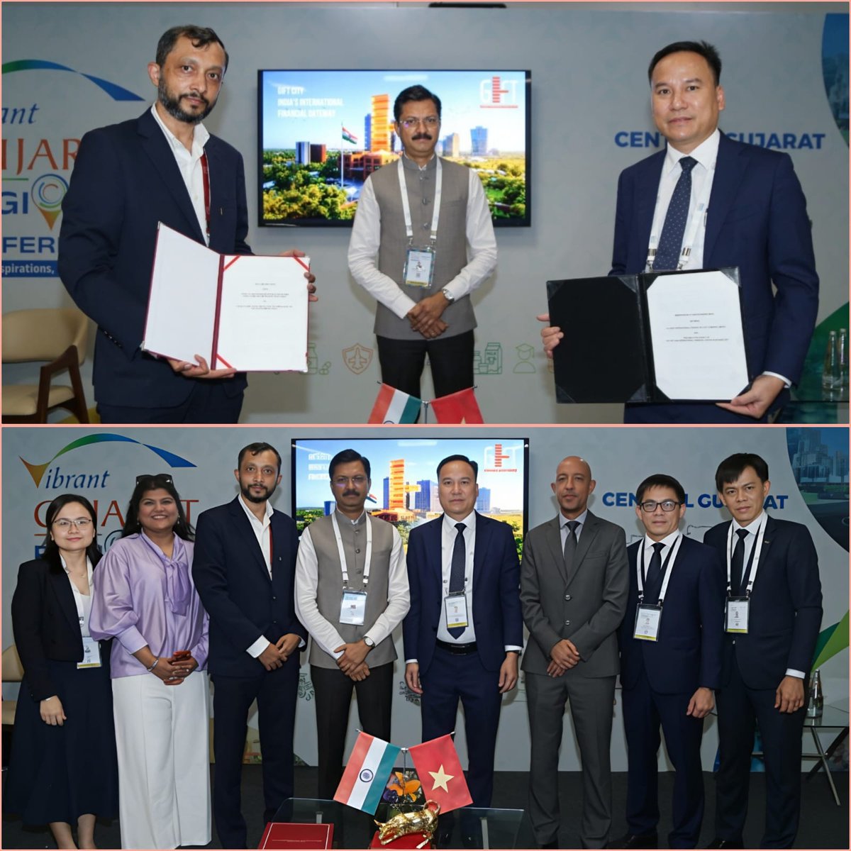 GIFTCity_'s tweet photo. GIFT City has signed an MoU with the Vietnam International Financial Center – Da Nang (VIFC-DN) at the Vibrant Gujarat Regional Conference in Vadodara.

This partnership will foster collaboration in financial services, fintech, innovation, capacity building, knowledge exchange, joint research, and cross-border investment—strengthening business ties and advancing the development of world-class international financial centres.

#PMOIndia #CMOGujarat #GIFTCity #IFSC #IndiaVietnam #Fintech #FinancialServices #Innovation #VGRC2026