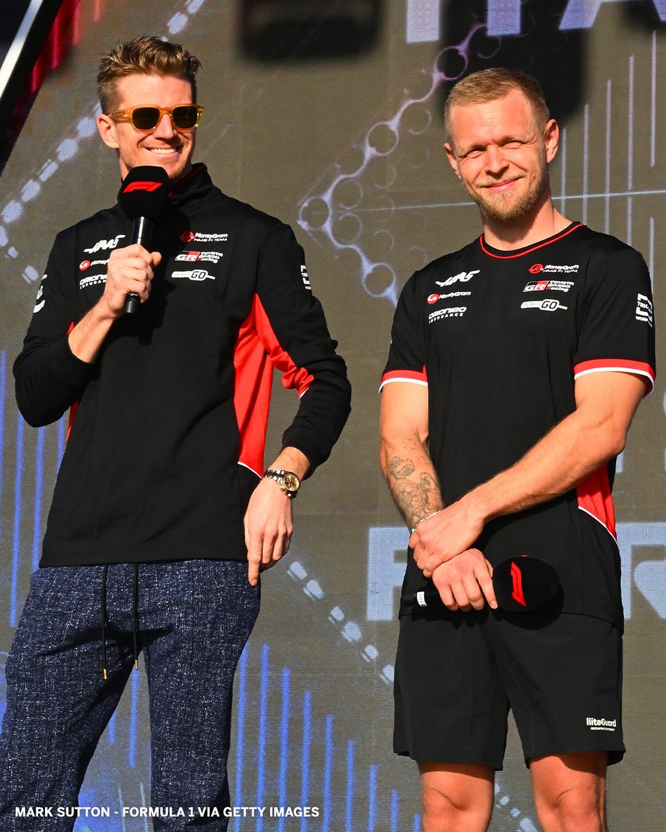 ESPNF1's tweet photo. When Nico Hulkenberg’s former teammate, Kevin Magnussen, supported him in the Sauber garage during his first podium at Silverstone 🙌

Always teammates ❤️ https://t.co/CRNHYt2t48