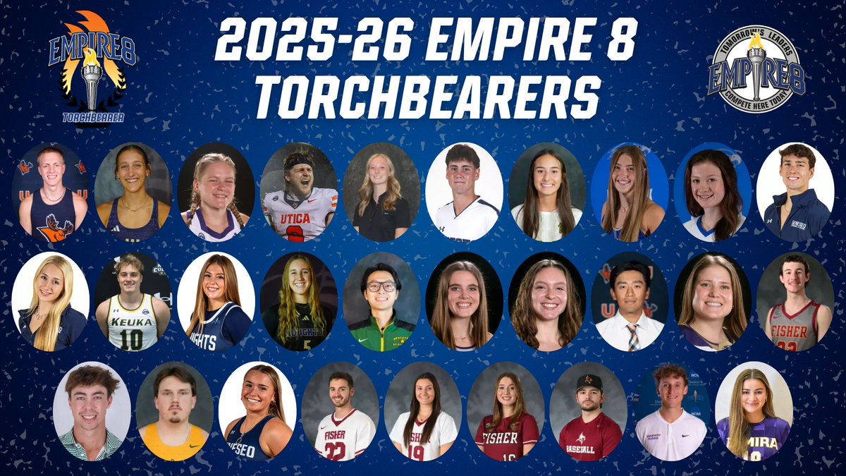 Empire8's tweet photo. Empire 8 Releases 2025-26 Torchbearer Award Winners @FisherAthletics 
https://t.co/kQTI1b46pF

#E8 #E8Proud #LeadersCompeteHere #WhyD3 https://t.co/E7vbCzxHZK