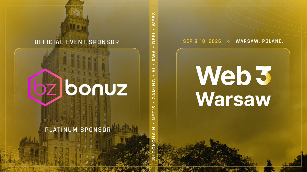 web3_warsaw's tweet photo. 🪪 Powering the Human Layer with seamless on-chain identity and engagement for the next billion users.

Excited to welcome @BonuzMarket  as an official Platinum Sponsor of Web3 Warsaw 🇵🇱

📅 9–10 September
🎟️ Code: WARSAW10 https://t.co/ndron0bwb1