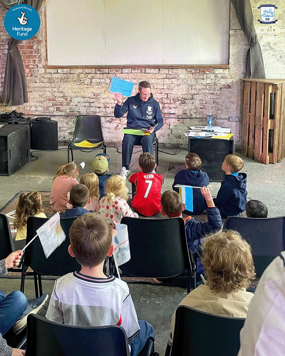 pnecommunity's tweet photo. Recently, we hosted a brilliant World Cup-themed arts and crafts session at Chew’s Yard in Preston. 🤝

Local children and families joined us for a hands-on-history experience, with the chance to learn more about England’s 1966 World Cup story, dress up in a replica England shirt and hold a replica Jules Rimet trophy as well as filling a giant flag with football and World Cup-themed drawings and messages. 🎨

A huge thank you to the National Football Museum for supporting the day and helping bring football heritage to life in the community, and to Chew's Yard for hosting us. 🙌

#PNECET | #pnefc | #NationalLotteryHeritageFund | #PNEHeritage