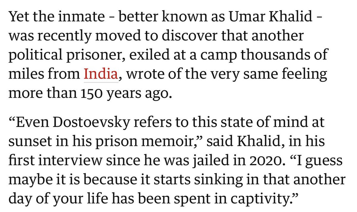 sirfaditya's tweet photo. Earlier I was not sure whether Umar Khalid deserved UAPA, but after seeing him compare himself to Dostoevsky, I’m pretty sure that he does. https://t.co/B1G7ukR1bs