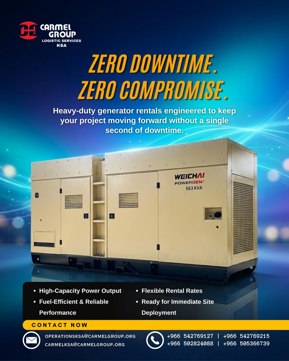 services95671's tweet photo. Heavy-Duty Generator Rental – Reliable Power, Zero Downtime
📞 Contact Us Today
📱 +966 542769127 | +966 542769215
#GeneratorRental #DieselGenerator #PowerGenerator #ConstructionEquipment #HeavyEquipment #RentalServices #IndustrialPower #EquipmentRental https://t.co/v38LNzi4m6