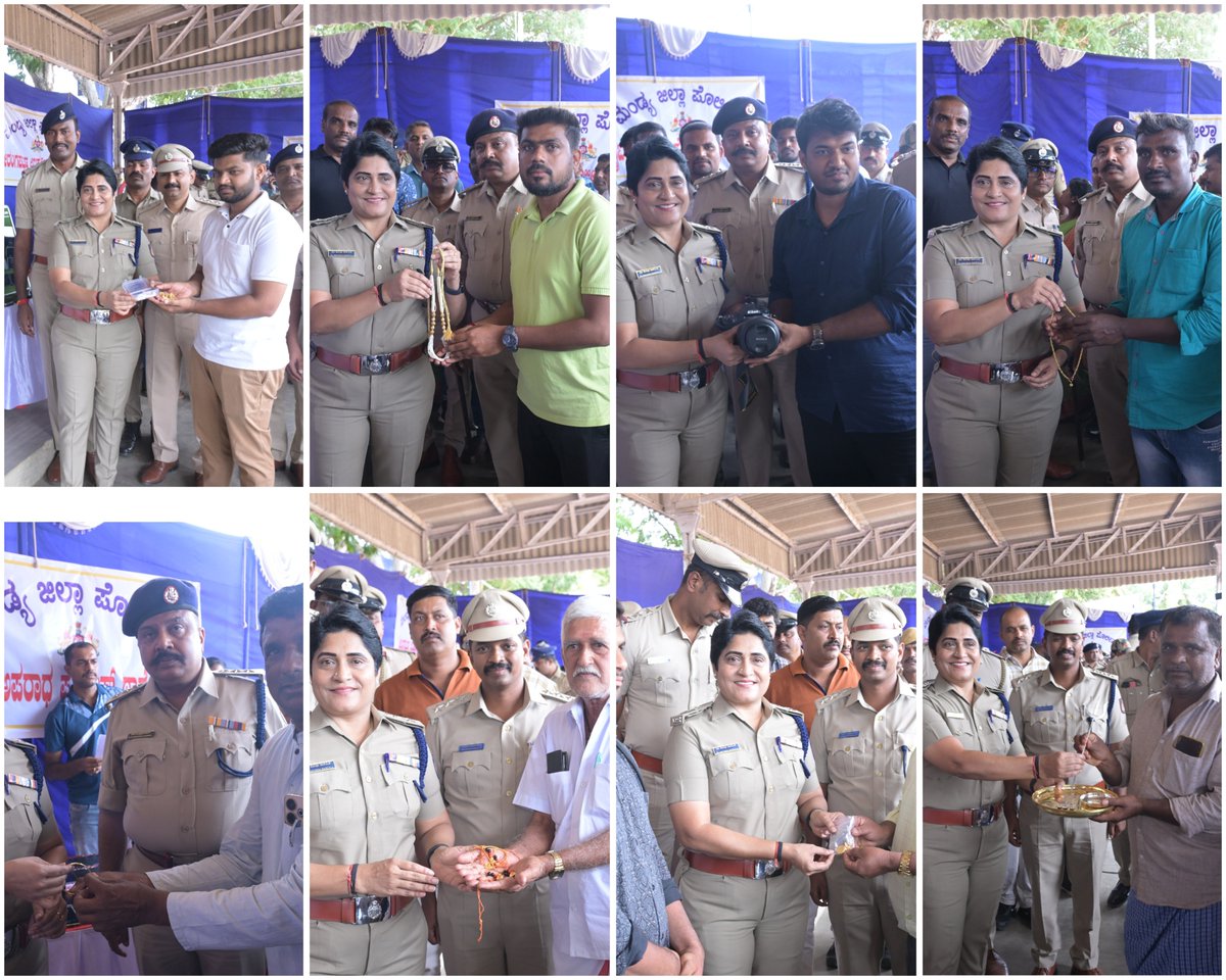 MandyaPolice's tweet photo. @DgpKarnataka @Rangepol_SR @KarnatakaCops ಆಯೋಜಿಸಲಾಗಿತ್ತು, ಒಟ್ಟಾರೆ 132 ಪ್ರಕರಣಗಳಲ್ಲಿ ಪತ್ತೆ ಮಾಡಲಾದ ₹5,11,82,458/-(ಐದು ಕೋಟಿ, ಹನ್ನೊಂದು ಲಕ್ಷದ, ಎಂಬತ್ತೆರಡು ಸಾವಿರದ, ನಾನೂರಾ ಐವತ್ತೆಂಟು ರೂಪಾಯಿ) ಮೌಲ್ಯದ ಮಾಲುಗಳನ್ನು ವಾರಸುದಾರರಿಗೆ ಹಿಂದಿರುಗಿಸಲಾಗಿದ್ದು, ಇದರಲ್ಲಿ 4.164 ಕೆ.ಜಿ. ಚಿನ್ನದ ಒಡವೆಗಳು, 4.460 ಕೆ.ಜಿ. ಬೆಳ್ಳಿ ಪದಾರ್ಥಗಳು,ನಾಲ್ಕು 4 ಚಕ್ರದ ವಾಹನಗಳು https://t.co/4uxFY9pFXk